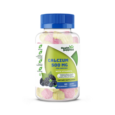 Health Supplied Calcium 500mg + Vitamin D3 gummies, 60 count