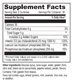 Calcium 500mg with Vitamin D3 Gummies 60 Count
