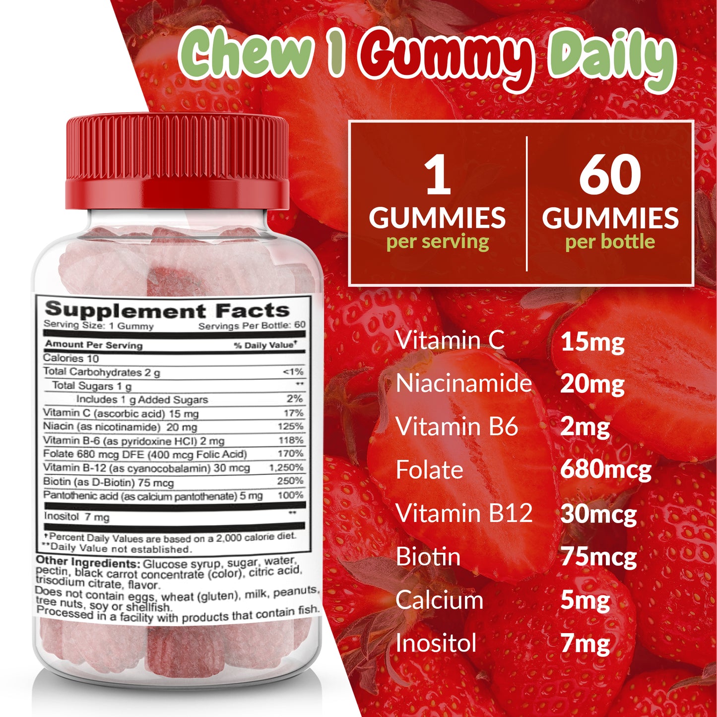 Vitamin B Complex with Vitamin C Gummies 60 Count
